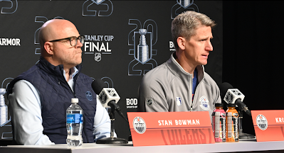 Edmonton Oilers GM Stan Bowman and head coach Kris Knoblauch